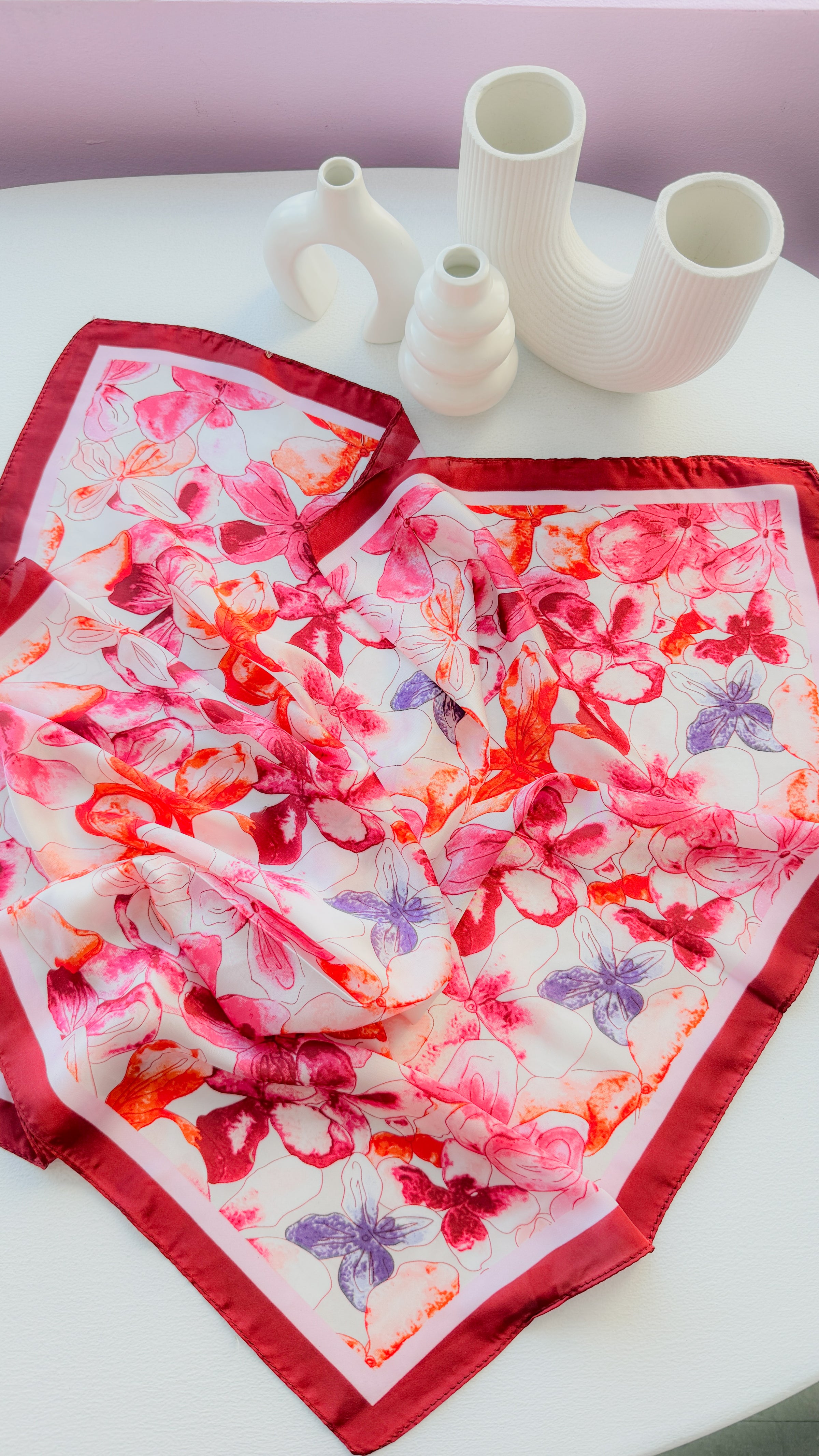 PAÑUELO FLOR RED 70x70