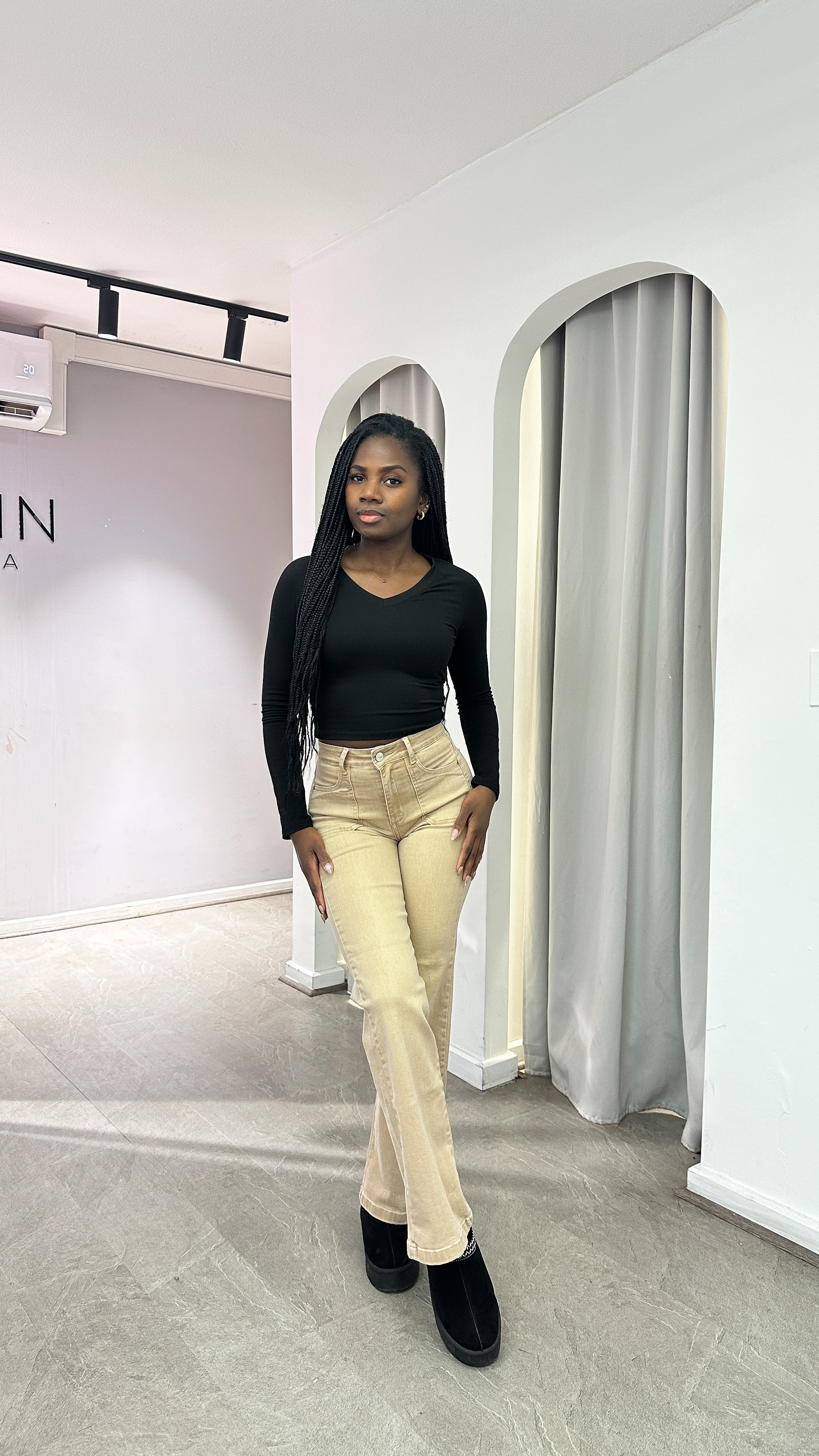 JEANS WIDE LEG BEIGE (PARADISE)