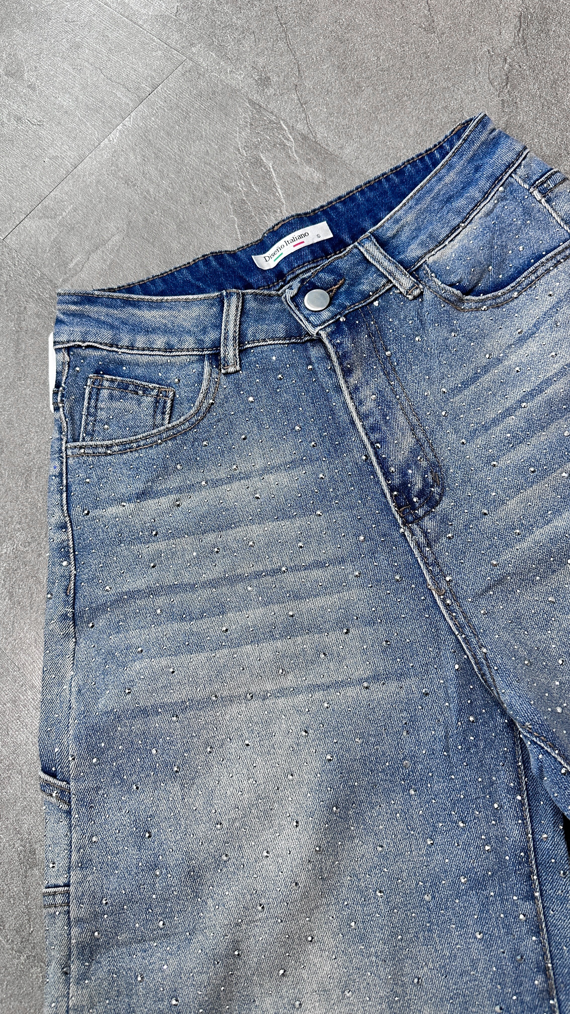 JEANS BAGGY BRILLOS CELESTE