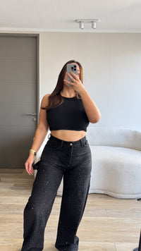 JEANS BAGGY BRILLOS NEGRO