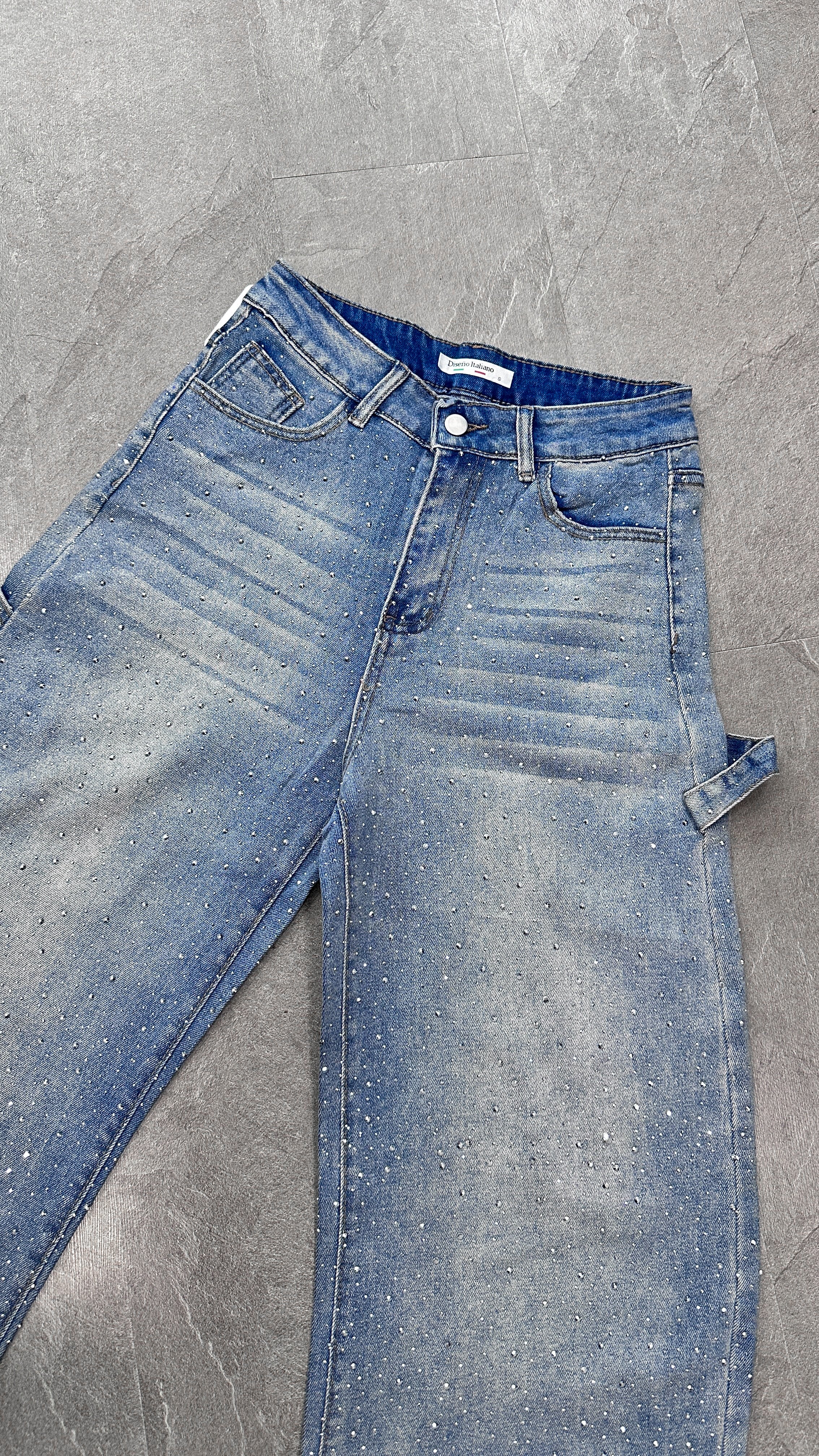 JEANS BAGGY BRILLOS CELESTE