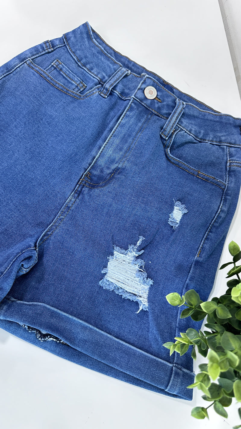 SHORT DESTROYED AZUL