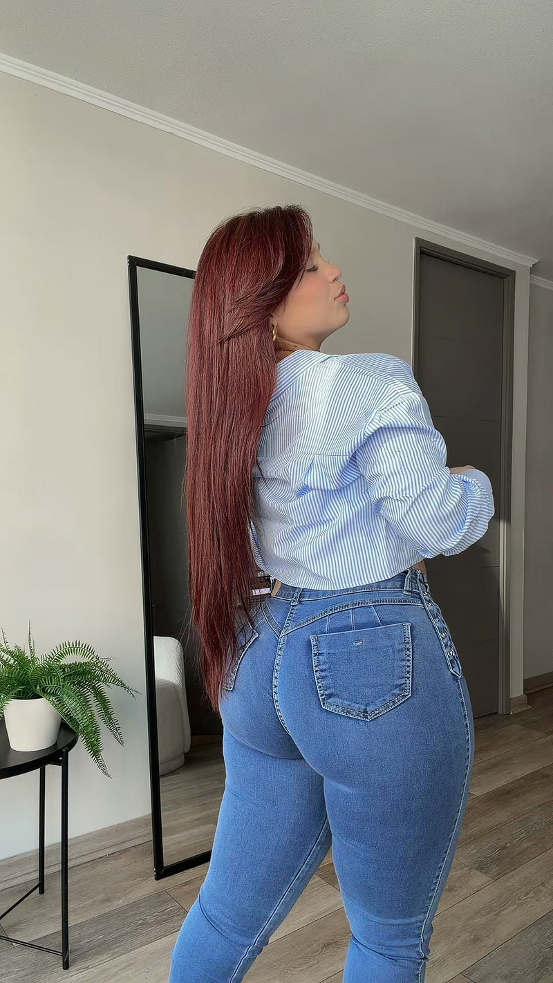 SKINNY TRENZADO SKY BLUE
