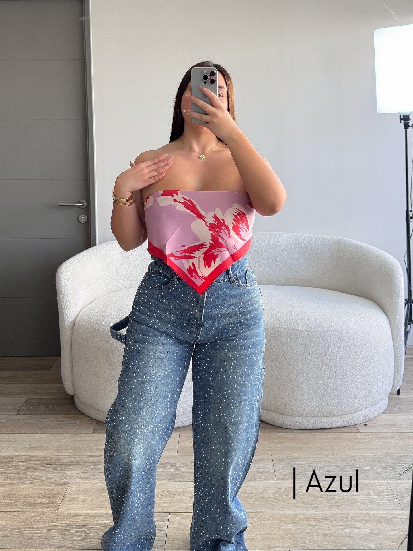 JEANS BAGGY BRILLOS AZUL