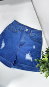 SHORT DESTROYED AZUL
