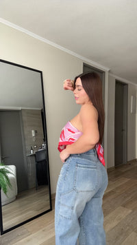 JEANS BAGGY BRILLOS CELESTE