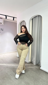 JEANS WIDE LEG BEIGE (PARADISE)