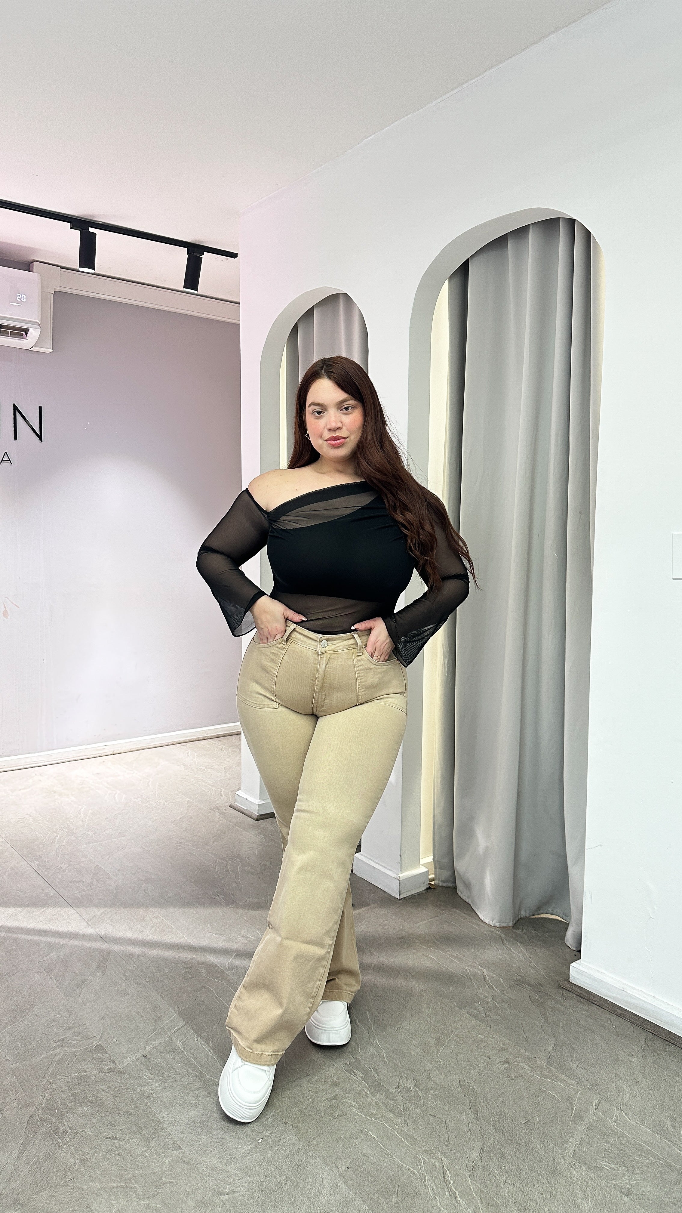 JEANS WIDE LEG BEIGE (PARADISE)