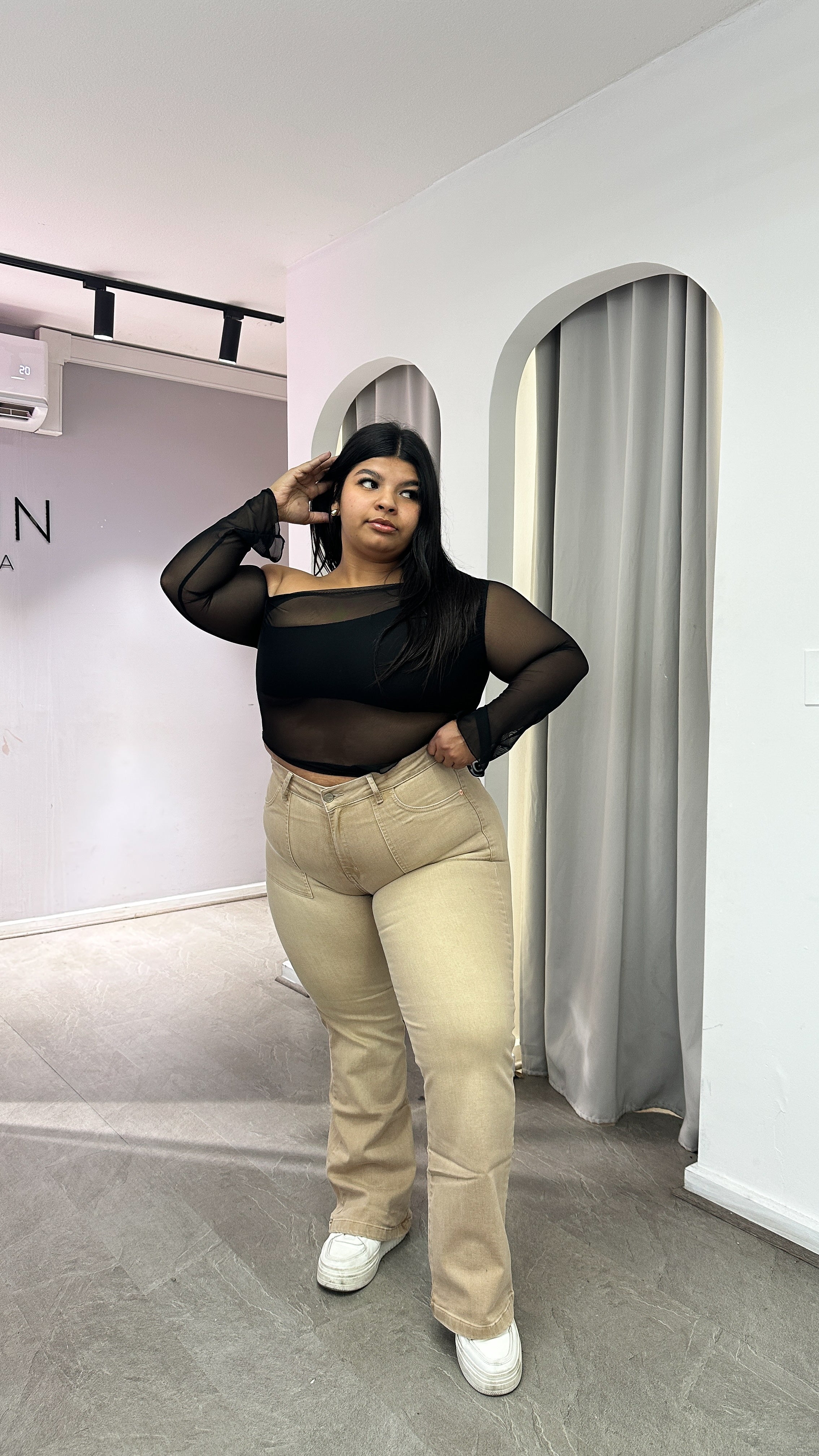 JEANS WIDE LEG BEIGE (PARADISE)