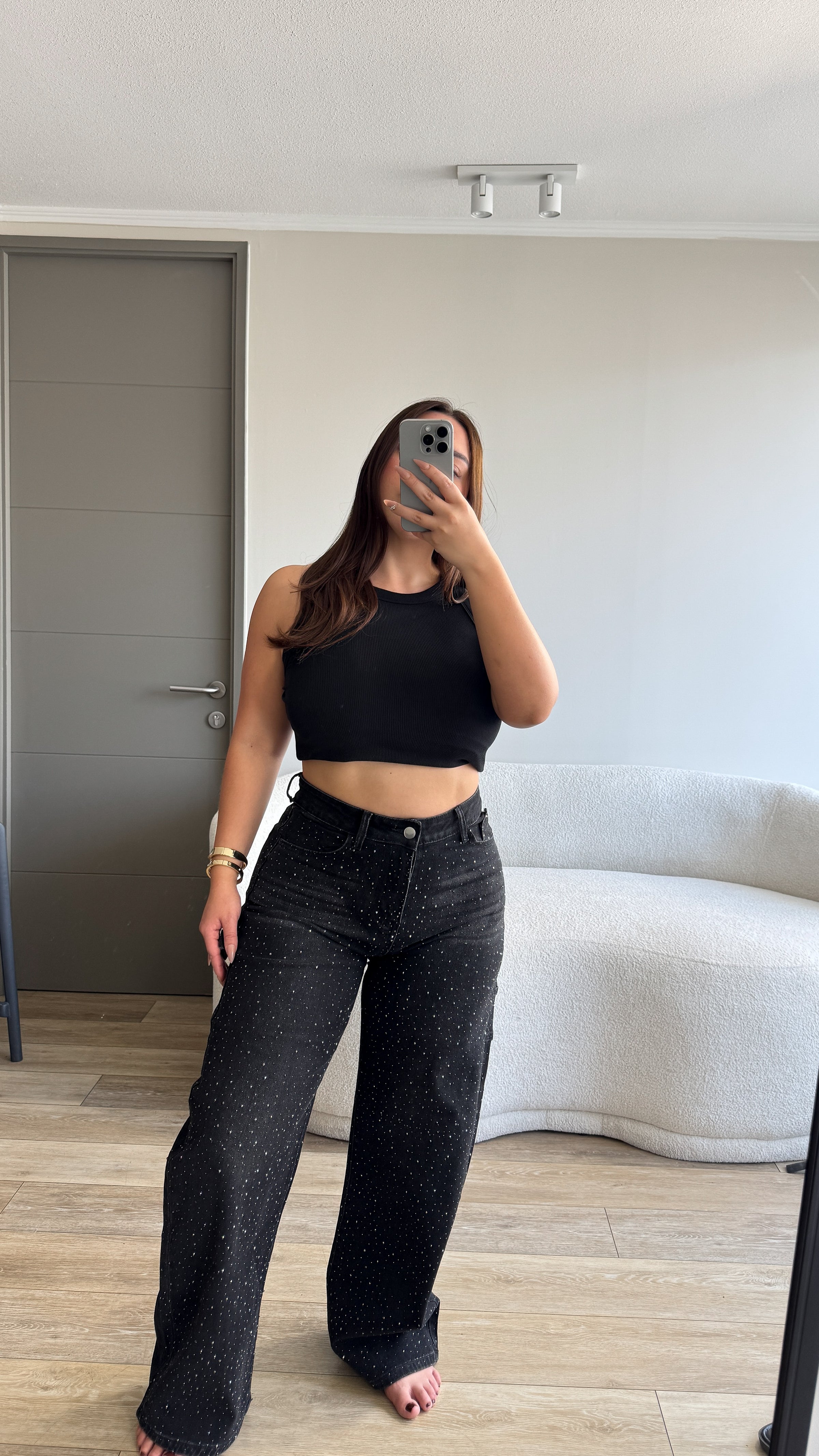 JEANS BAGGY BRILLOS NEGRO
