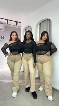 JEANS WIDE LEG BEIGE (PARADISE)