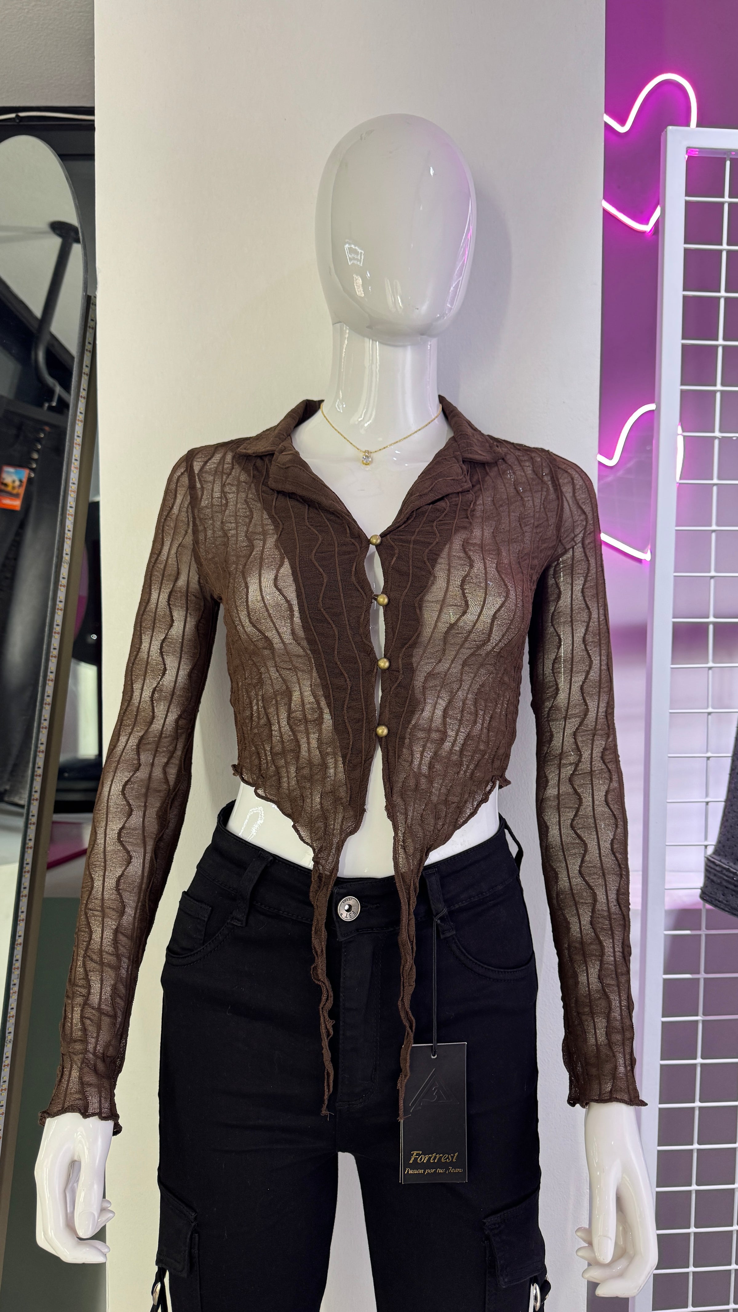 POLERA MARIPOSA CAFE (sirve de Xs a Max M )
