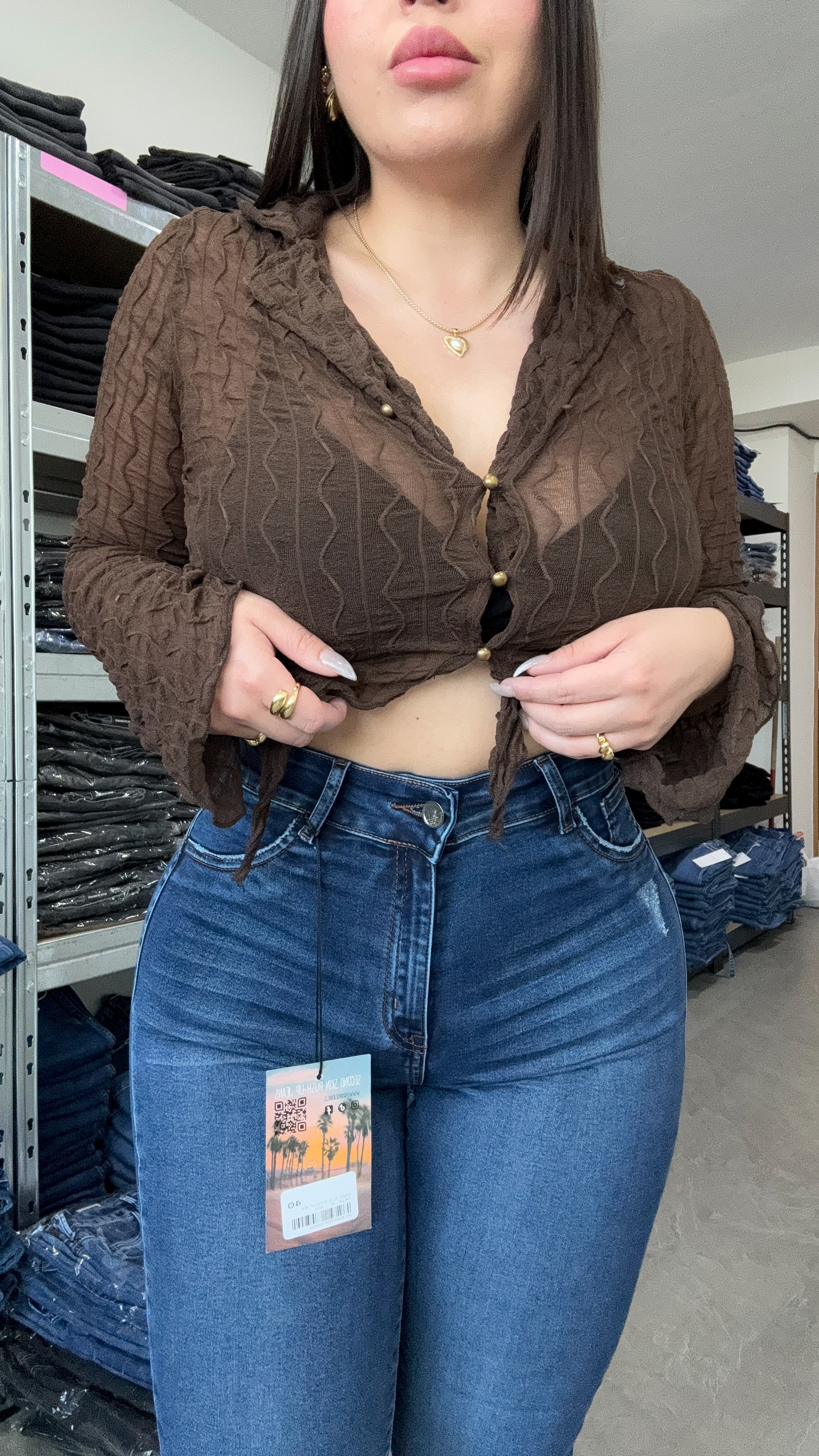 POLERA MARIPOSA CAFE (sirve de Xs a Max M )