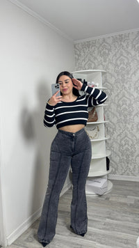JEANS FLARE LINEAL GRIS HONDURAS (PARADISE)