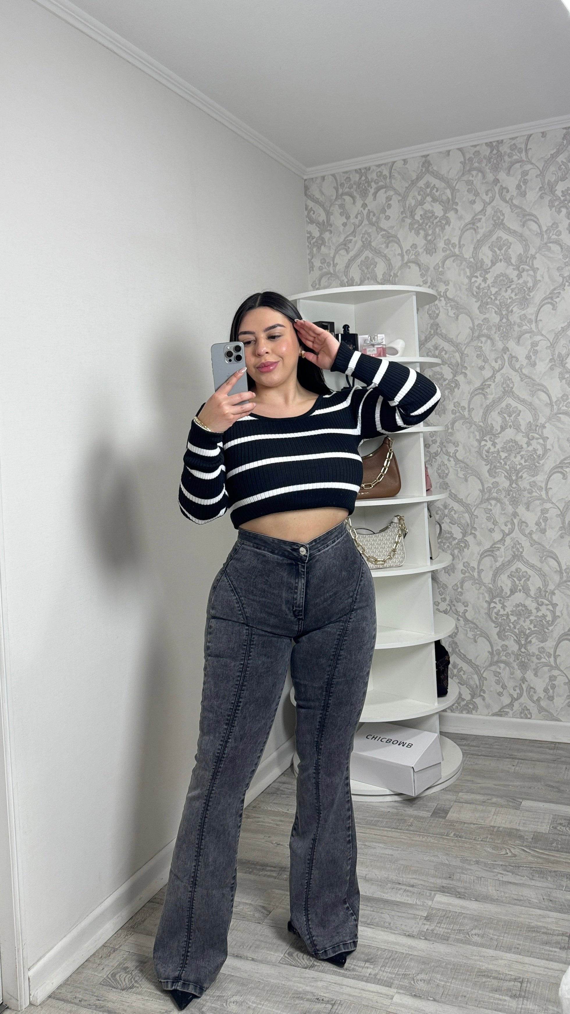 JEANS FLARE LINEAL GRIS HONDURAS (PARADISE)